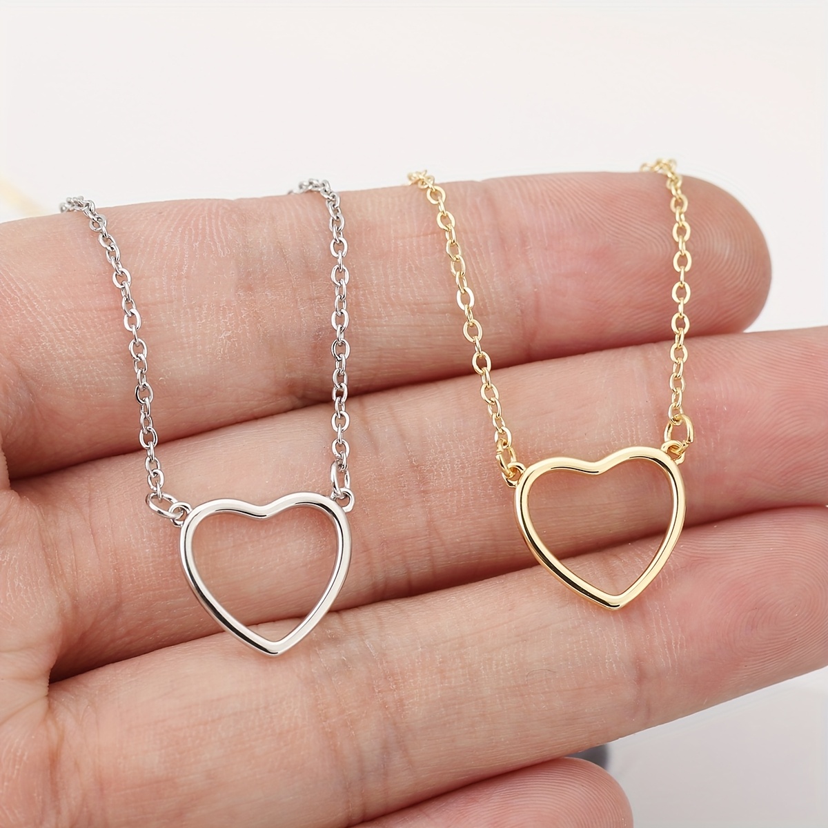 Interlocking Heart Pendant Necklace 14K Golden Plated Unisex Jewelry